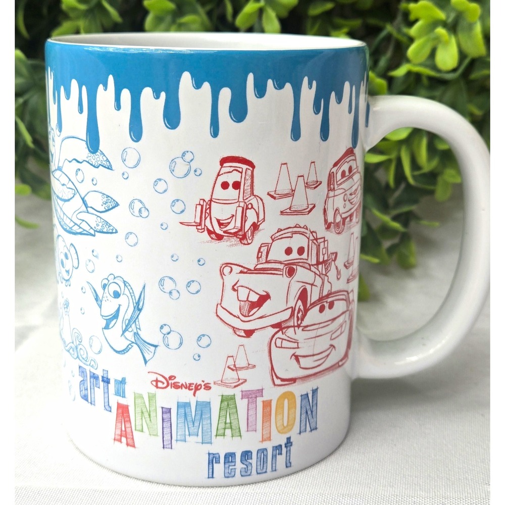 Disney Parks Art Of Animation Resort Coffee Mug Sketch Cars Simba Ariel Nemo